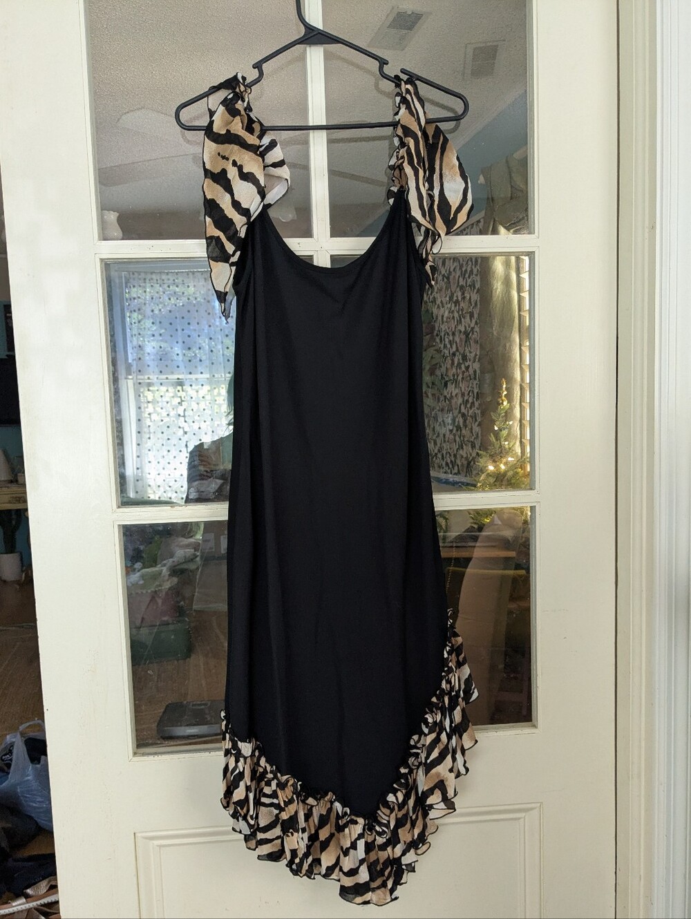 Vintage Joseph Ribkoff Black And Tiger Animal Print Dress Size 12